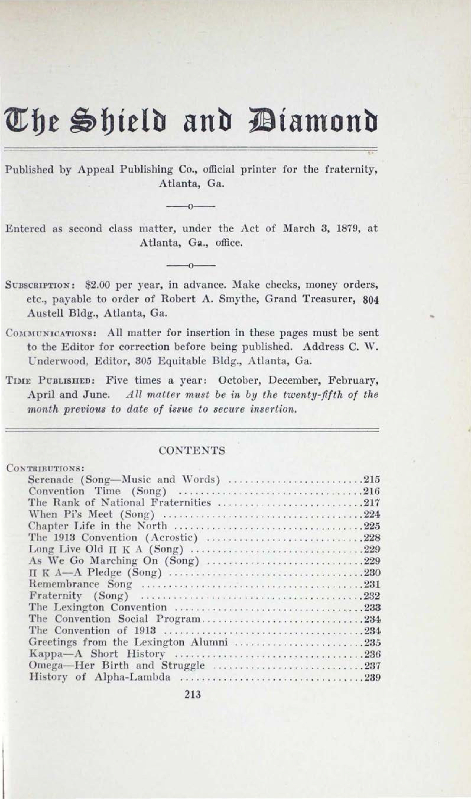 Shield and Diamond, Vol. 22, No. 3, February 1913